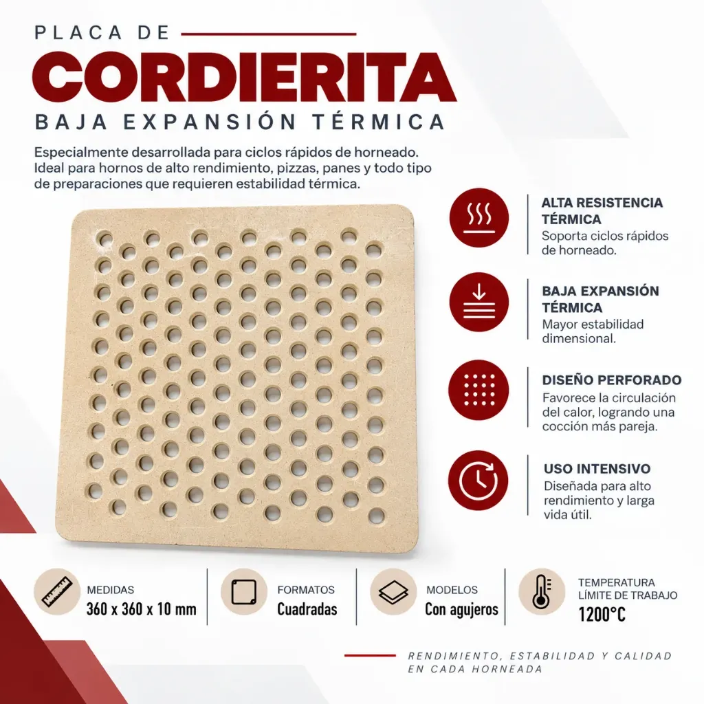 PLACA CORDIERITA 360*360*10MM (CON AGUJEROS)