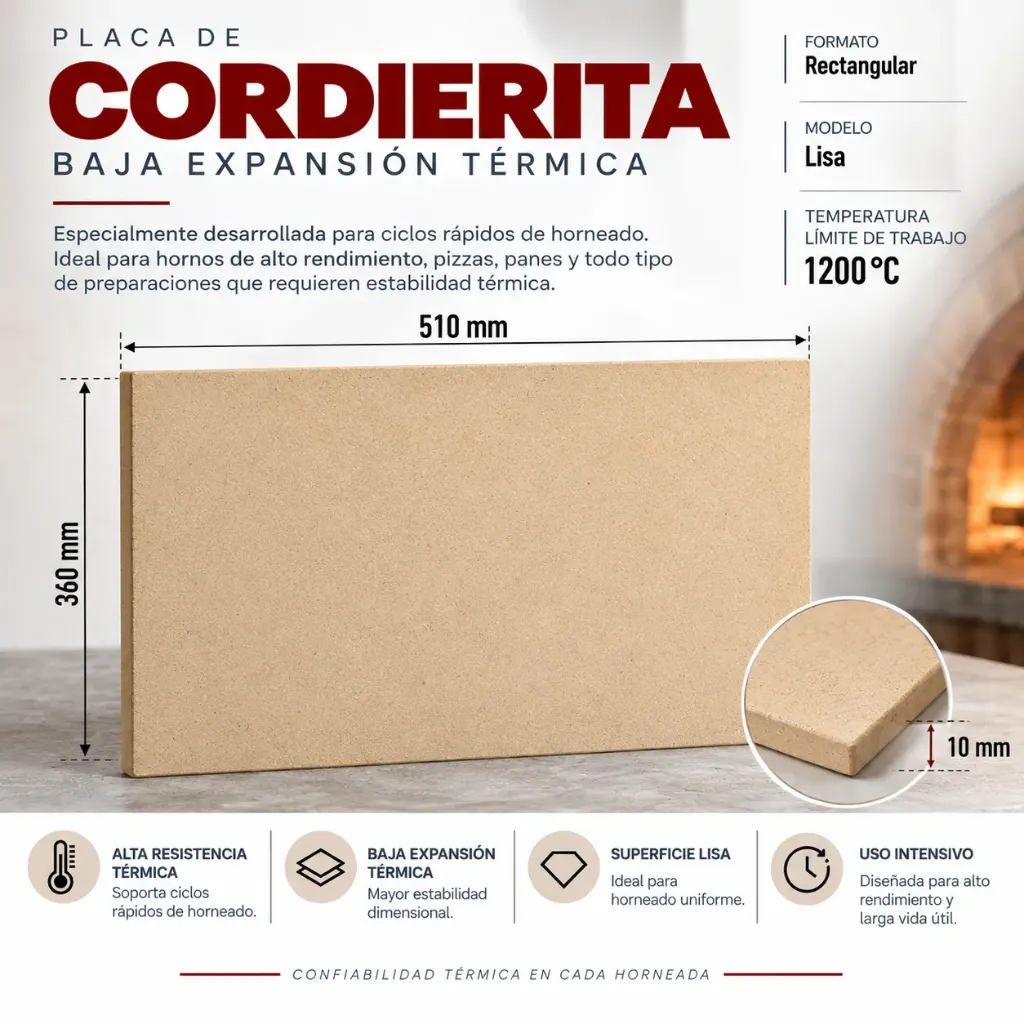 PLACA CORDIERITA 510*360*10MM