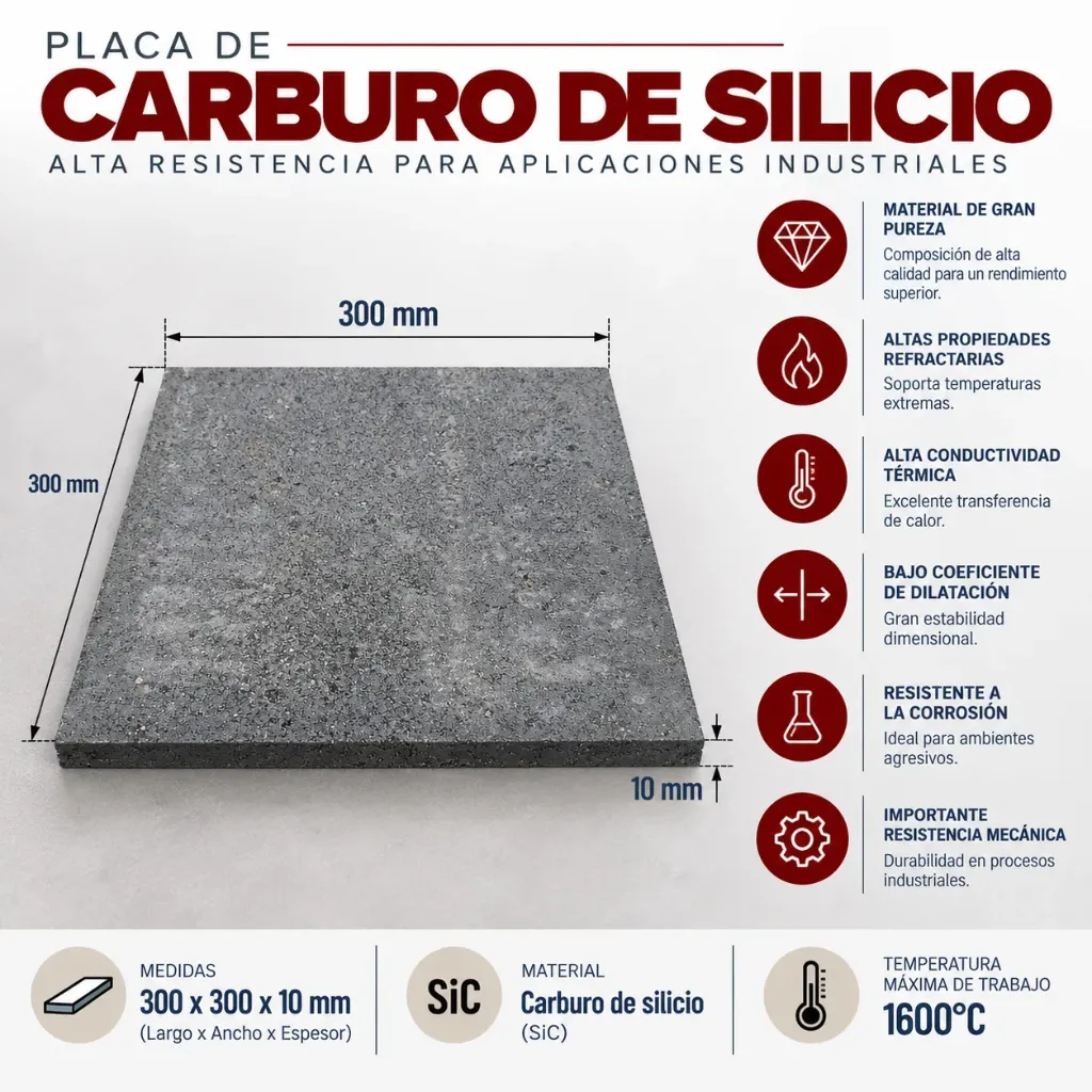 PLACA DE CARBURO DE SILICIO 300X300X10 1650ºC